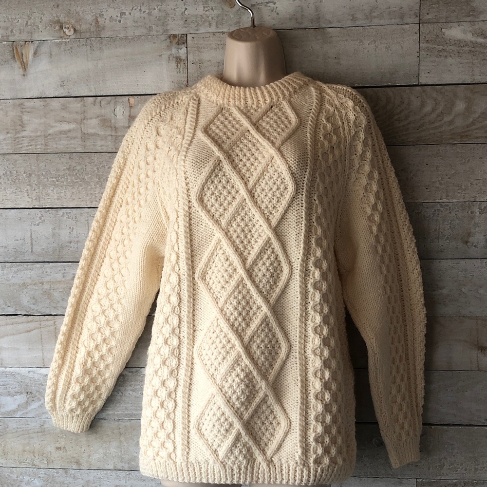 Hand crafted Aran knit pullover sweater